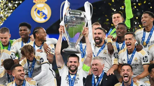 El festejo del plantel merengue al conseguir la 15° Champions, en 2024.