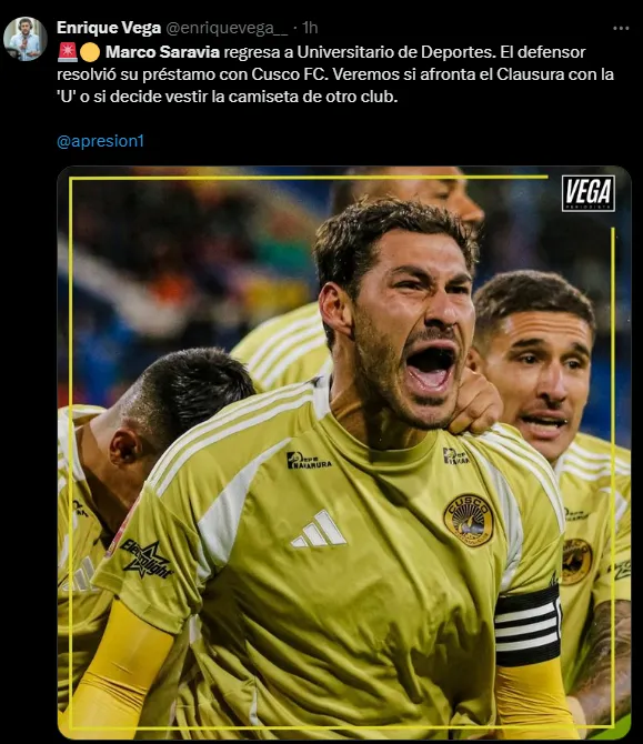 Marco Saravia deja Cusco FC (Foto: X).