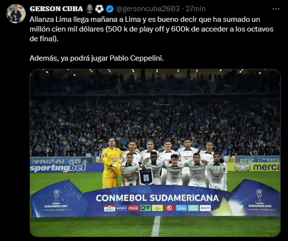 ¿Cuánto ganó Alianza Lima? (Foto: X).