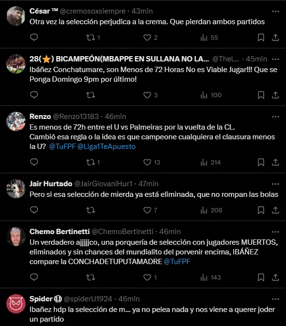 Hinchas molestos con Ibáñez y la Selección Peruana (Foto: X).