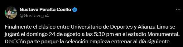 Cambio de horario del Clásico (Foto: X).