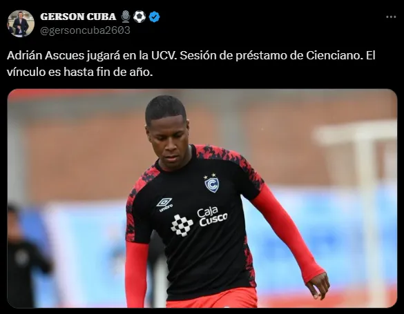 Adrián Ascues se va a César Vallejo (Foto: X).