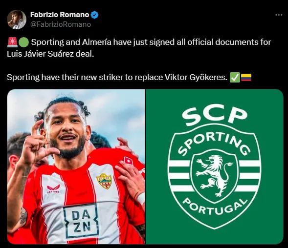 Luis Suárez al Sporting CP (Foto: X).