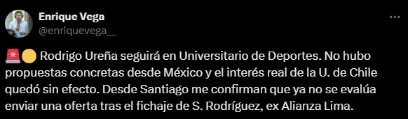Rodrigo Ureña se queda en Universitario (Foto: X).