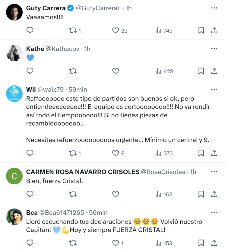 Hinchas de Cristal emocionados con regreso de Yotún. (Foto: X Sporting Cristal)