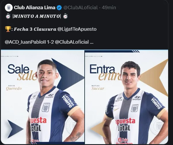 Fuente: Alianza Lima