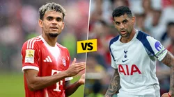 Luis Díaz y Cristian Romero, figuras de Bayern Múnich y Tottenham.