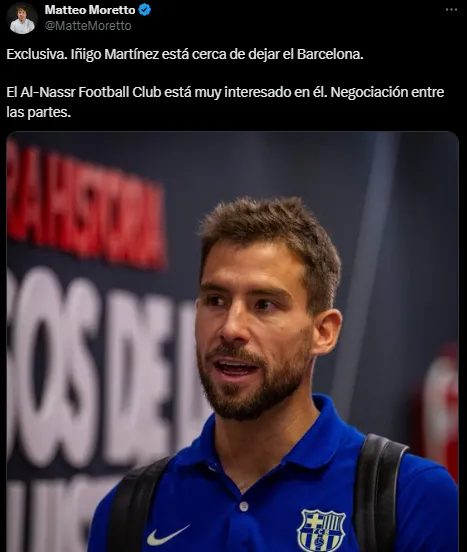 Íñigo Martínez, cerca de Al Nassr (X @MatteMoretto).