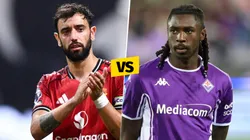 Bruno Fernandes y Moise Kean, figuras de Manchester United y Fiorentina.