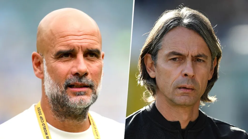 Pep Guardiola y Filippo Inzaghi, entrenadores de Manchester City y Palermo (Getty Images).