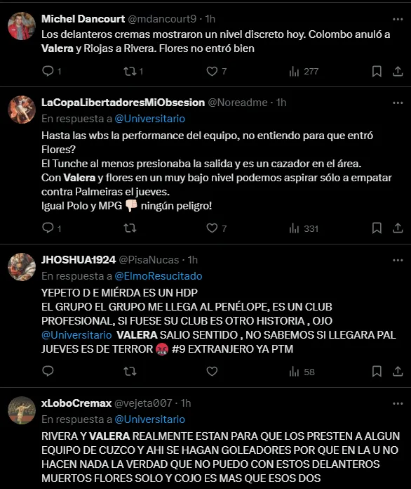 Críticas de los hinchas de Universitario (Foto: X).