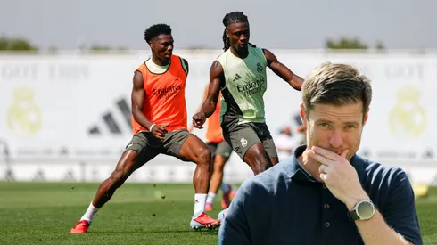 Aurélien Tchouaméni, Eduardo Camavinga y Xabi Alonso.