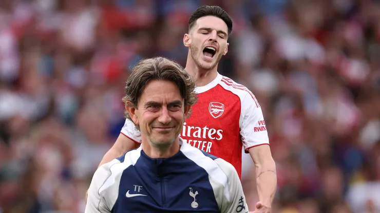 Declan Rice y Thomas Frank.