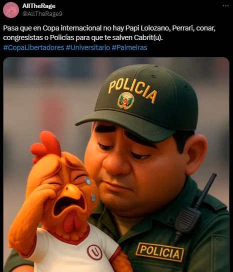 Las burlas a Universitario por la goleada de Palmeiras (X @AllTheRage9).