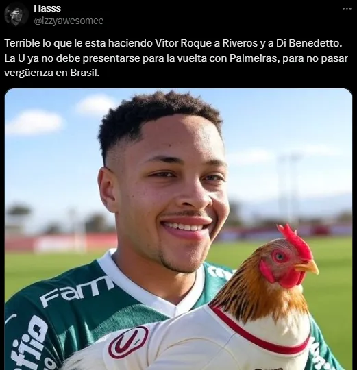 Vitor Roque, también protagonista de los memes y las burlas a la ‘U’ (X @izzyawesomee).