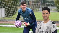 Alexei Rojas y Mikel Arteta.