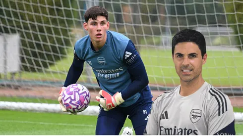 Alexei Rojas y Mikel Arteta.