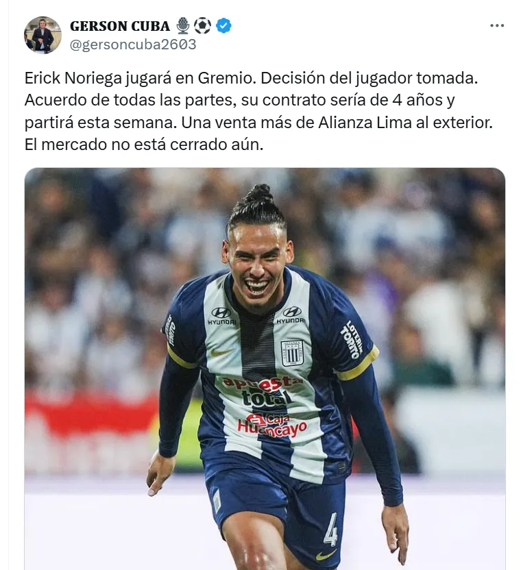 Noriega fichó por Gremio. (Foto: Producción Bolavip)