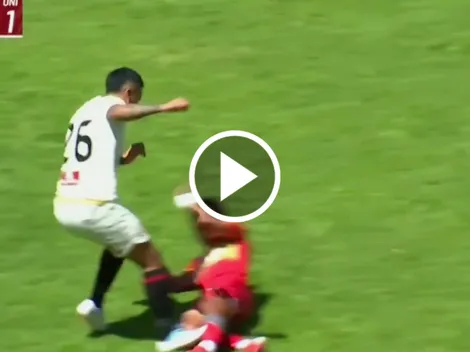 ¿Debió ser expulsado? Dura entrada de Hugo Ancajima provoca enojo en Sport Huancayo vs. Universitario