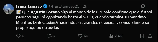 Fuente: @franztamayo29
