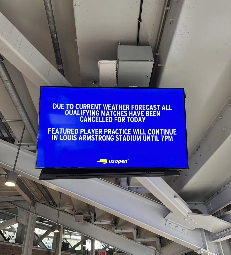 Jornada de qualy cancelada en el US Open debido a las lluvias (X @_canchacentral).