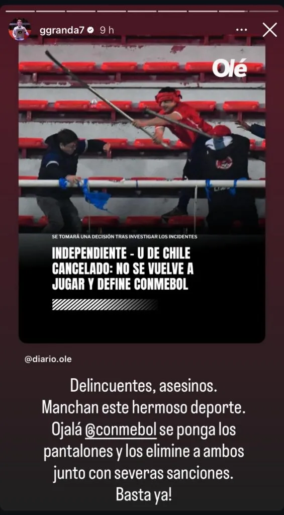 Giancarlo Granda y su mensaje en redes sociales. (Foto: Instagram).