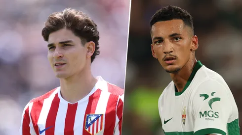 Julián Álvarez y Álvaro Rodríguez, delanteros de Atlético de Madrid y Elche.