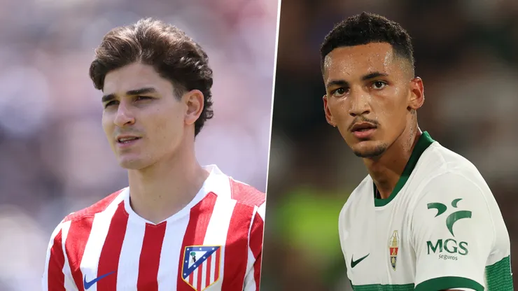 Julián Álvarez y Álvaro Rodríguez, delanteros de Atlético de Madrid y Elche.