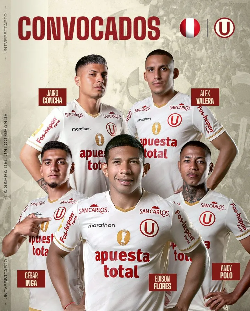 Los convocados de Universitario a la Selección Peruana (X @Universitario).