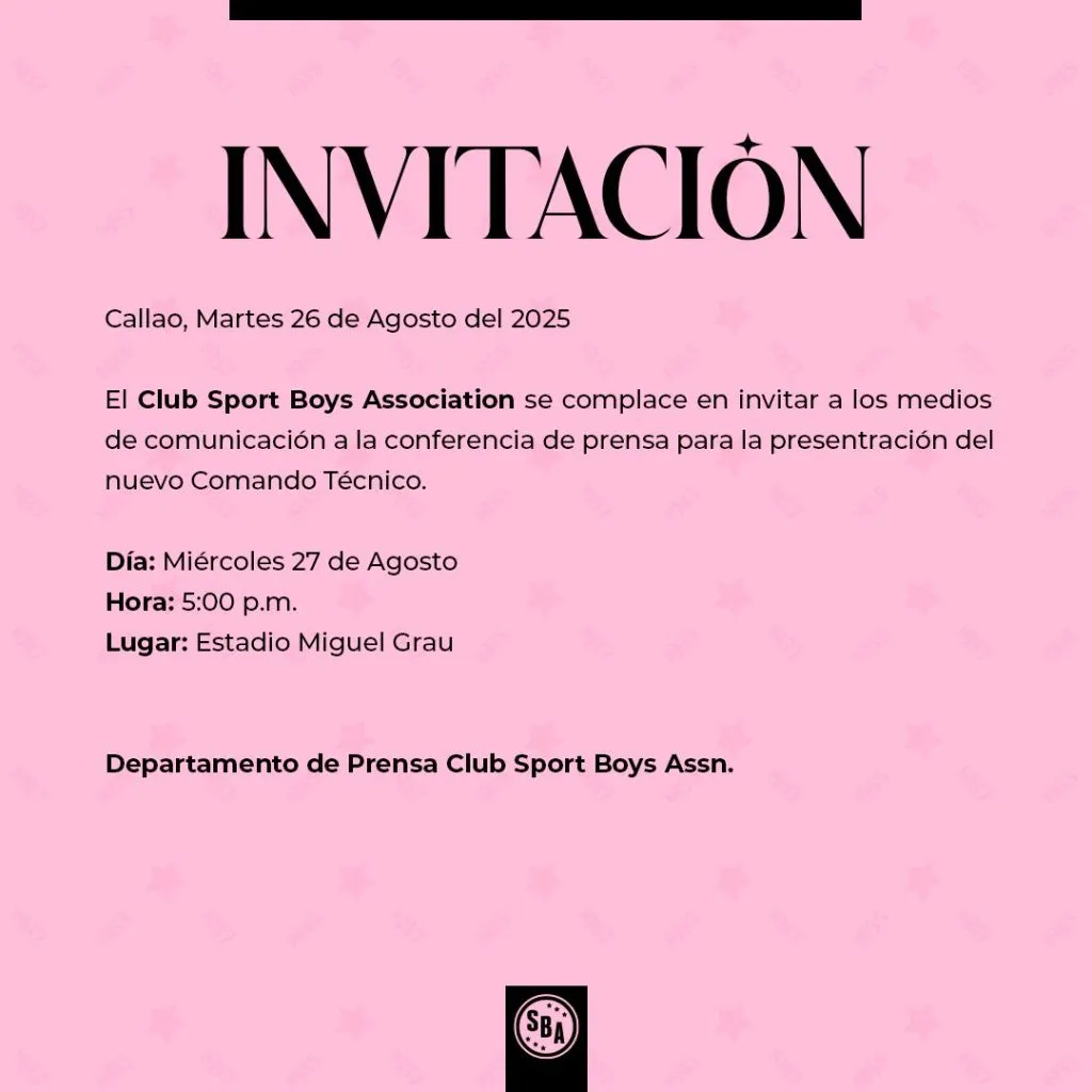 Sport Boys presentará a su nuevo comando técnico este miércoles (X @sportboys).