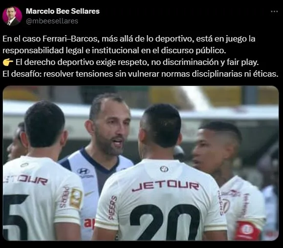 Marcelo Bee Sellares sobre la reciente polémica. (Foto: X).