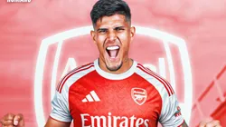 Piero Hincapié con camiseta de Arsenal.