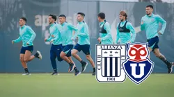 Jugadores Alianza Lima entrenando.