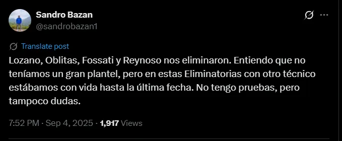 Fuente: @sandrobazan1