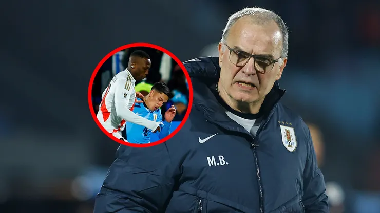 Marcelo Bielsa en el Perú vs. Uruguay.