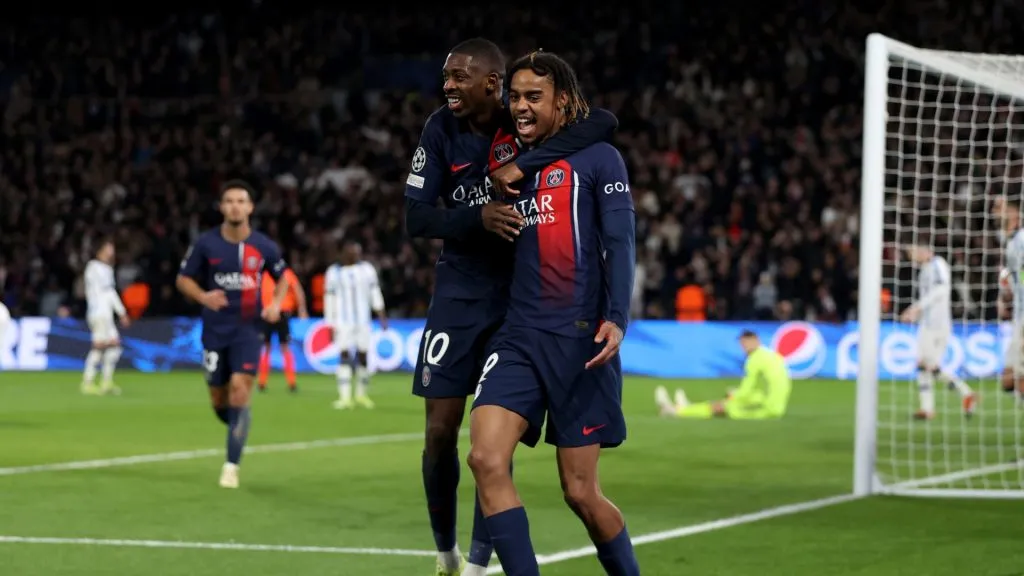 Ousmane Dembélé, junto a Bradley Barcola, compañeros en PSG (Getty Images).
