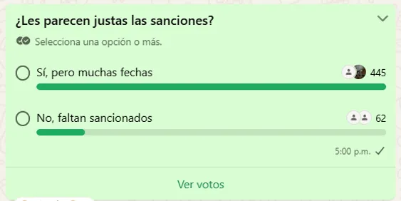 Encuesta canal de Universitario (WhatsApp Bolavip Perú).