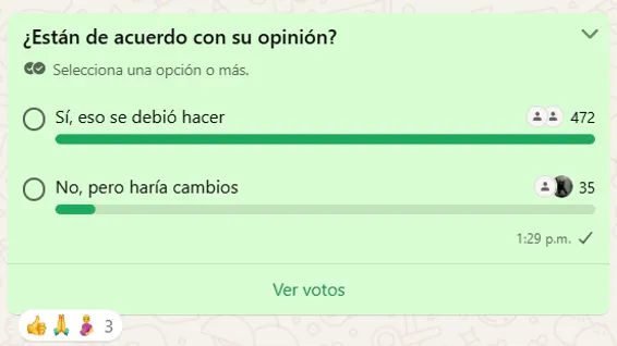 Encuesta canal de Alianza Lima (WhatsApp Bolavip Perú).
