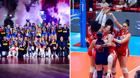 Selección Italiana y Peruana de Vóley.