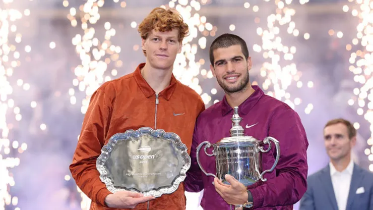 Carlos Alcaraz y Jannik Sinner en el US Open 2025.