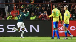 El festejo de Miguel Terceros por su gol en el triunfo de Bolivia ante Brasil.