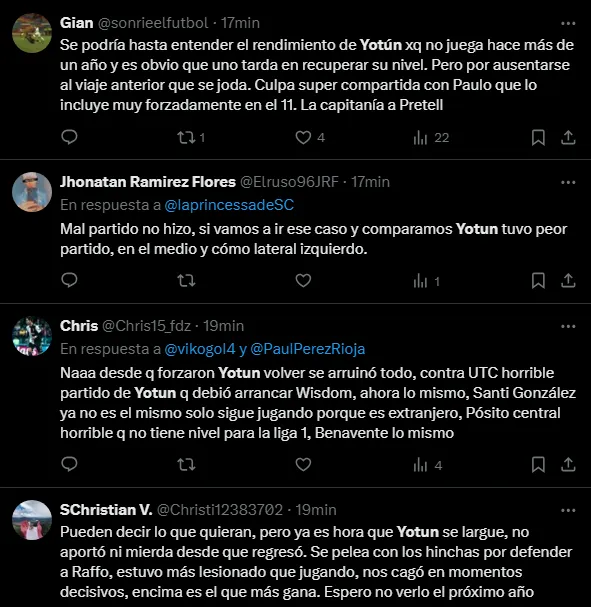 Reclamo de los hinchas de Sporting Cristal (Foto: X).