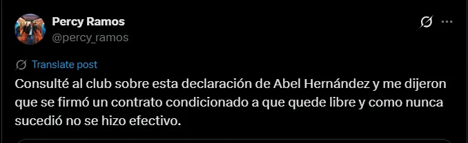 Fuente: @percy_ramos