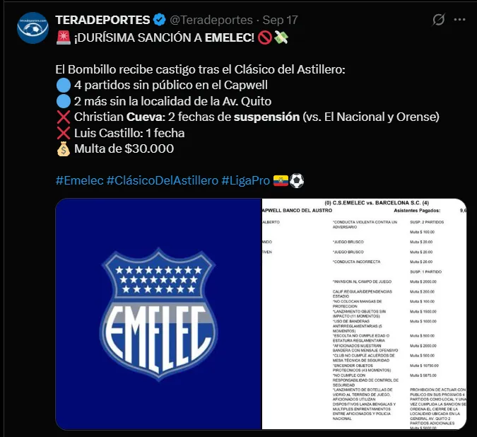 Fuente: @Teradeportes