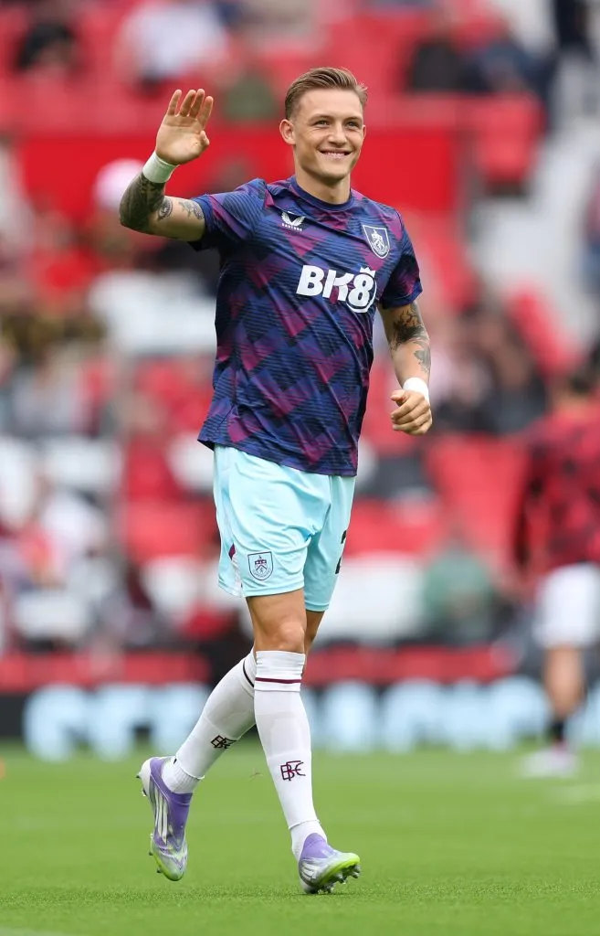Oliver Sonne antes del partido contra Manchester United. (Photo by Matt McNulty/Getty Images)