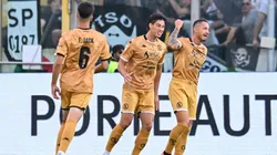 Gianluca Lapadula, en su festejo por el gol del 2-2 entre Spezia y Parma.