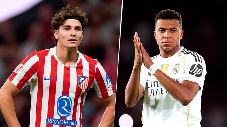 Julián Álvarez y Kylian Mbappé protagonizan duelo en el derbi de Madrid.