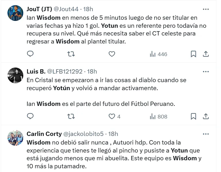 Hinchas de Cristal sobre Yotún y Wisdom. (Foto: Producción Bolavip)