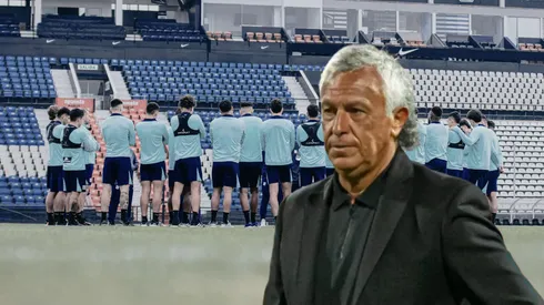 Néstor Gorosito y detrás el plantel de Alianza Lima en Matute.