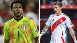 Pedro Gallese y Oliver Sonne con camiseta de Perú.